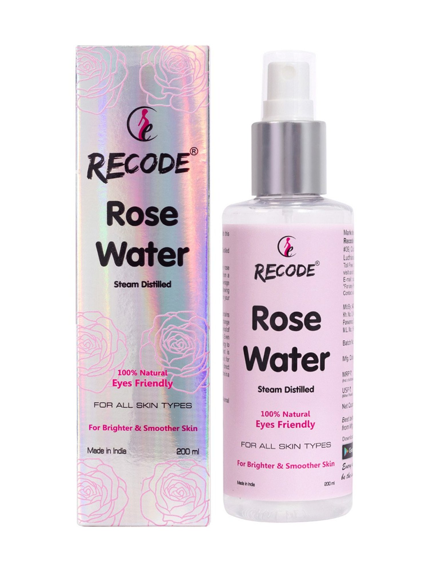 Recode Steam Distilled Rose Water - 200 ml
