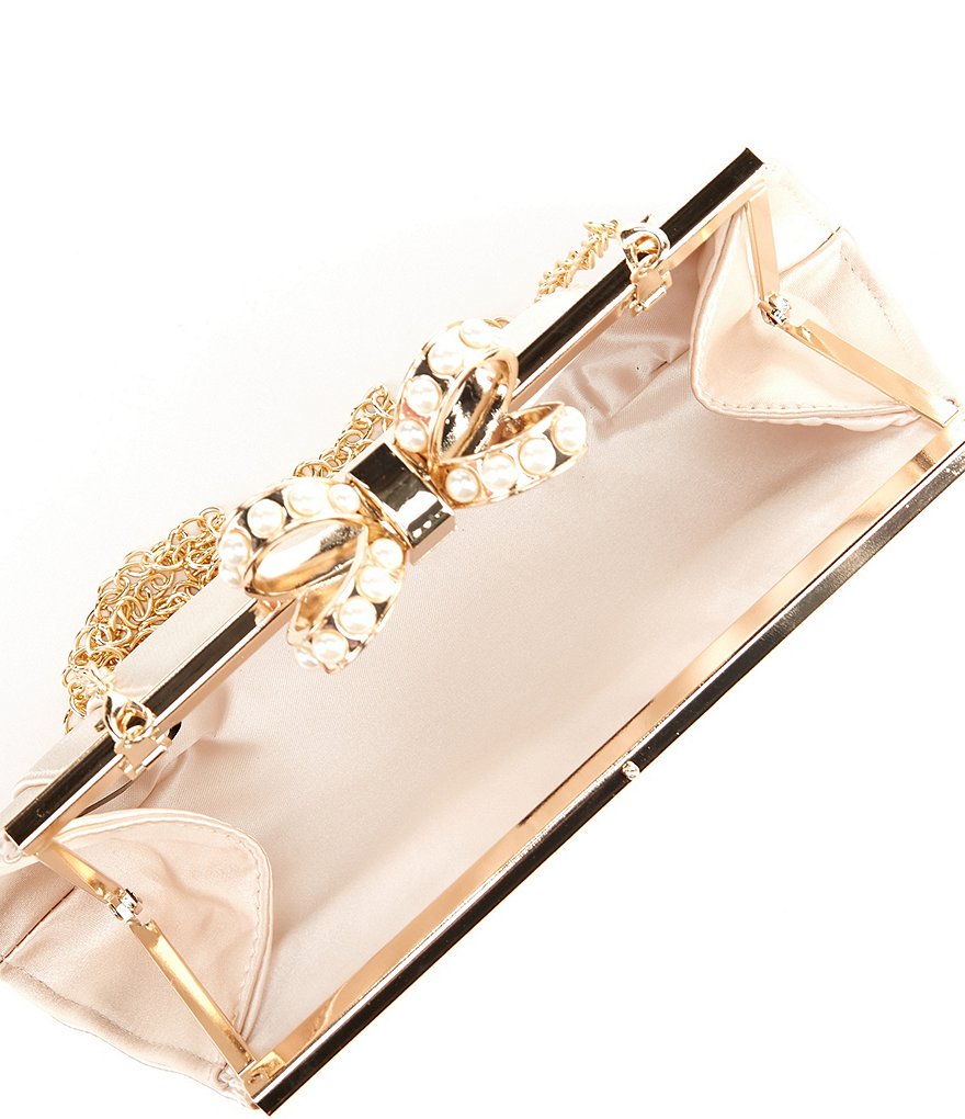 Kate Landry Pearl Top Bow Frame Clutch Bag