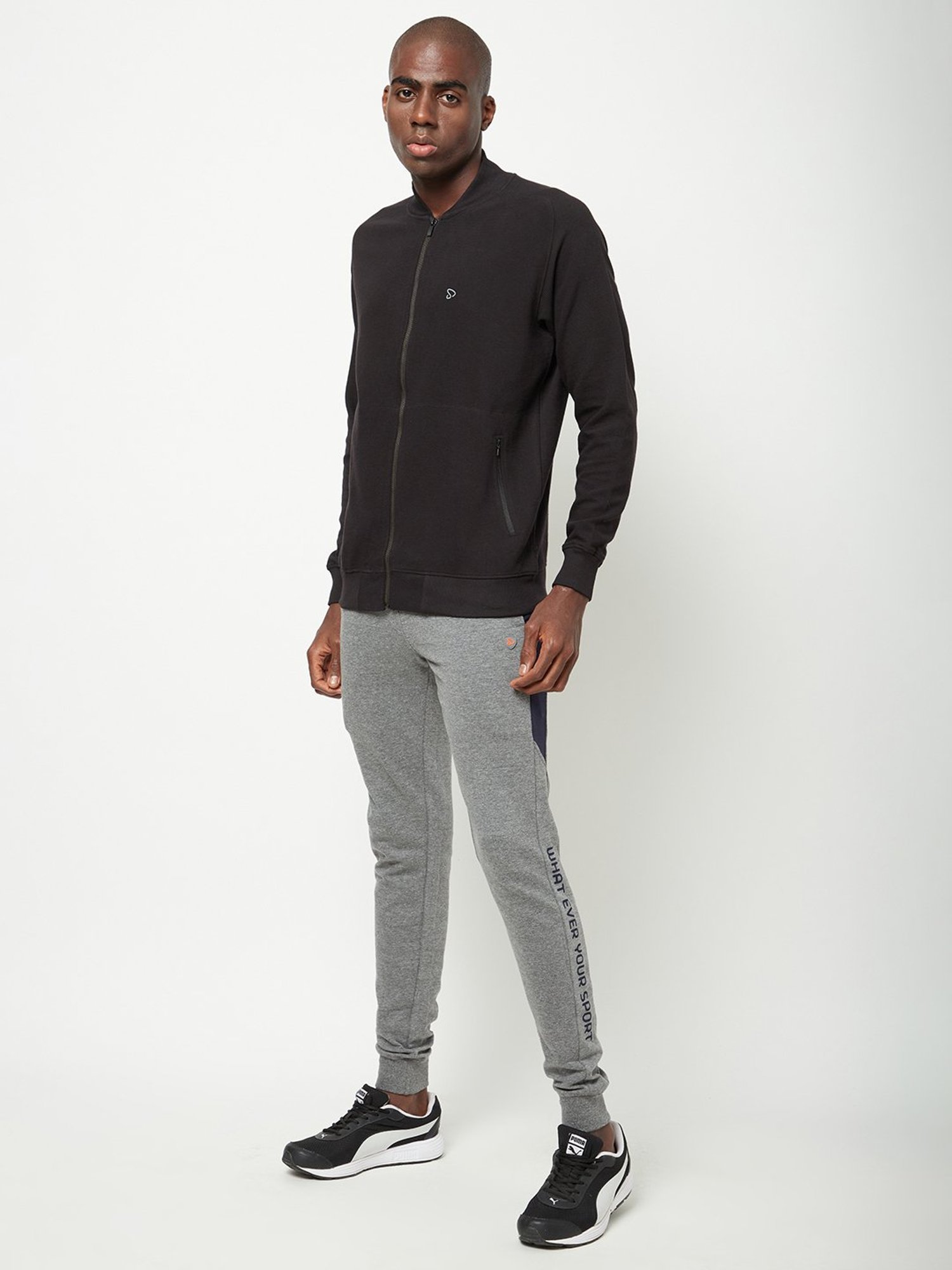 Sporto Black Regular Fit Bomber Jacket