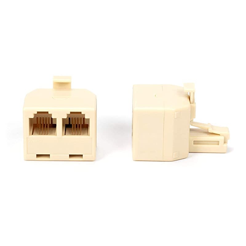 Jack Phone Wall Adapter - 2 Pack, Ivory - 2-Way Phone Splitter (2 Lines) Wall Jack Phone RJ11 Adapter