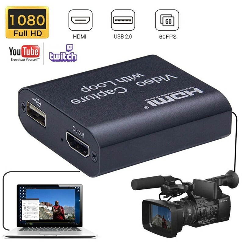 Lejiahong Video Capture Card HDMI Video Capture 1080P HD Video Recording Streams with Loop Out Usb3.0 Grabber Cards