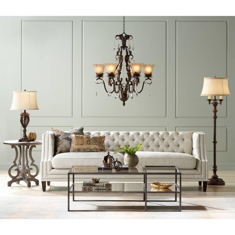 Barnes and Ivy Traditional Floor Lamp Candelabra Style 4-Light Italian Bronze Bell Shade for Living Room Reading Bedroom