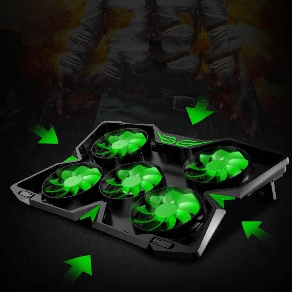 RGB Laptop Cooling Pad with 6 Quiet LED Fans 5 Heights Adjustable and Phone Stand, Dual USB Ports Gaming Laptop Cooler for 11"-18" Gaming Laptops (Blue)