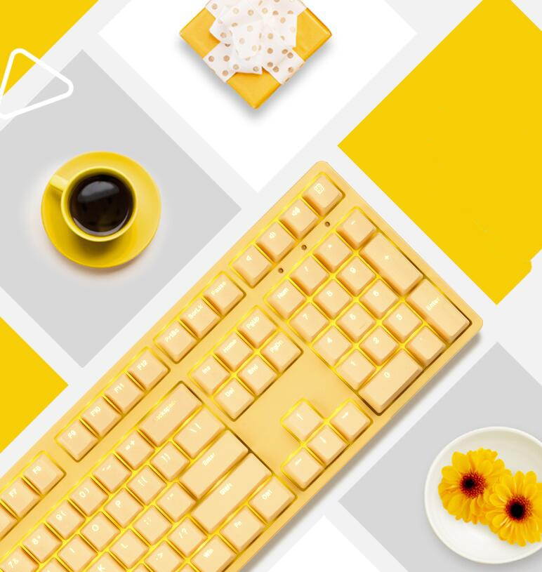 iKBC F200 Mechanical Gaming Keyboard, Cherry MX Red Switch,PBT Keycaps, N-key Rollover, White Backlit-Green