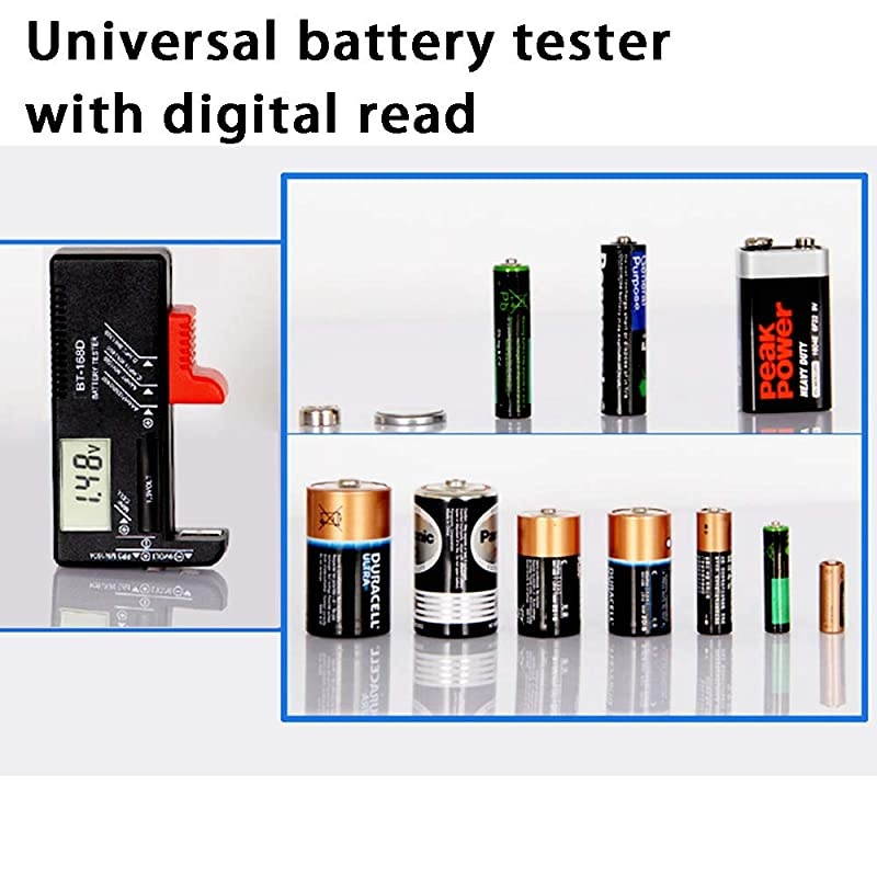 Battery Organizer Storage Case with Digital Battery Tester Checker, 200+ C D 9V AA AAA AAAA Batteries Organization Box Container(No Battery)