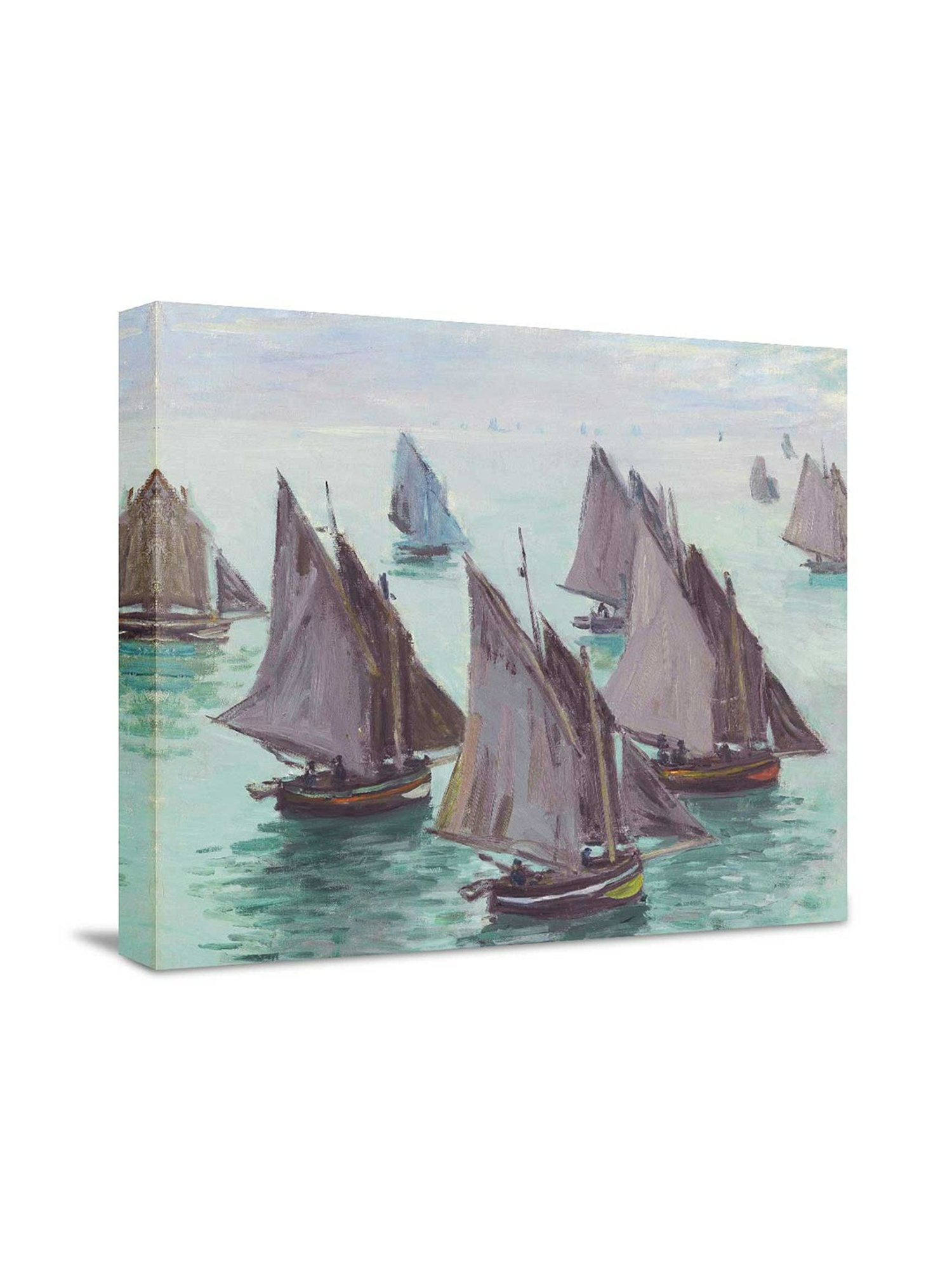 Art Street Fishing Boats Calm Sea Printed Brown Engineered Wood Wall Art