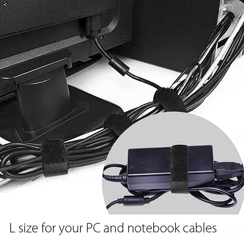 Pack of 50 Reusable Cord Organizer Keeper Holder Fastening Cable Ties Straps for Earbud Headphones Phones Electronics Electrical Computer PC Wire Wrap Management Assorted 3 Size Black