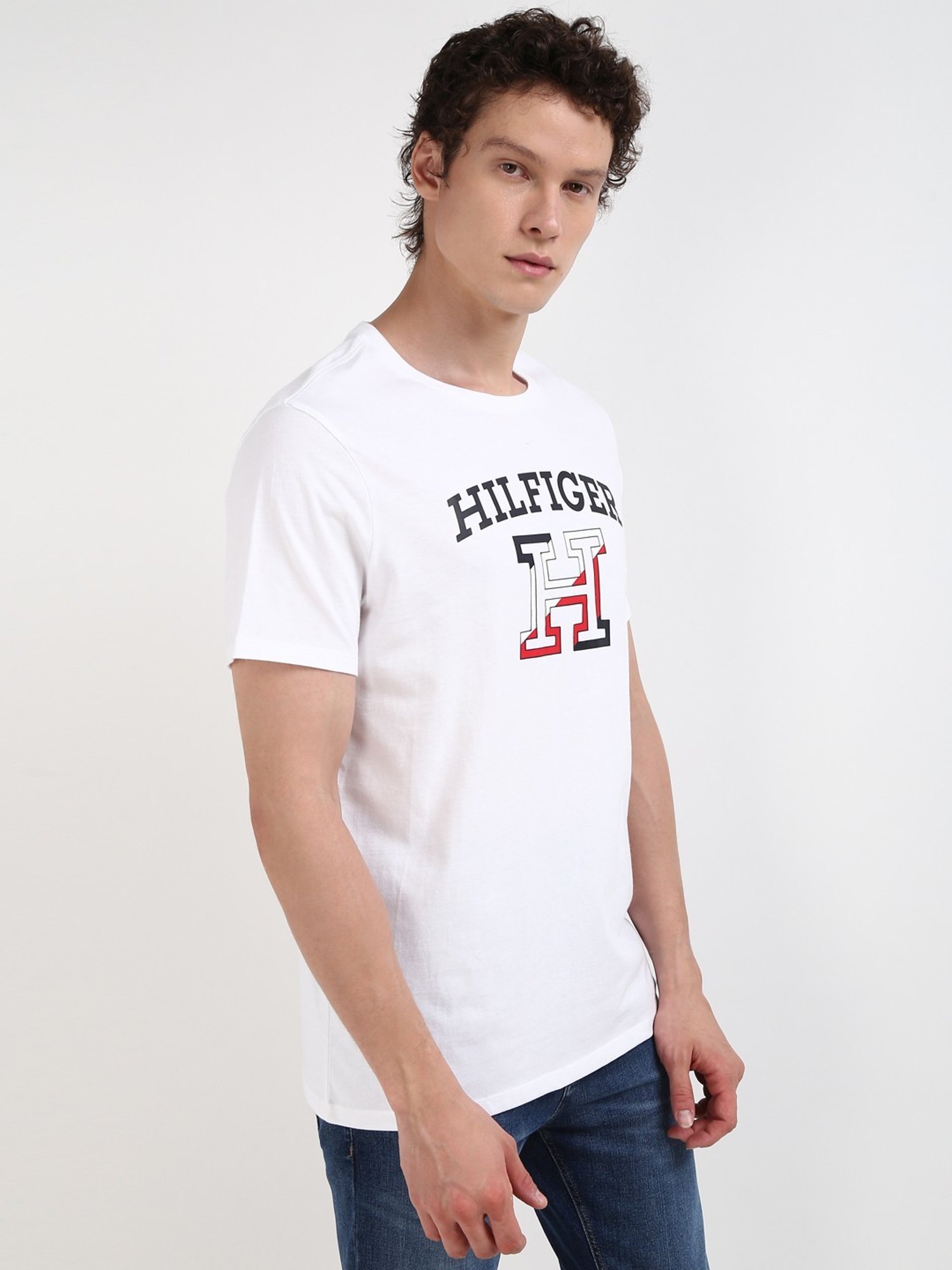 Tommy Hilfiger White Regular Fit Printed T-Shirt