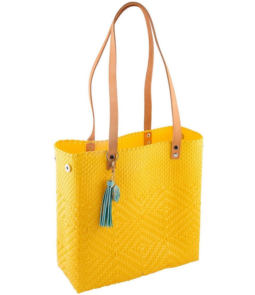Barse Tote Bag with Genuine Stone and Tassel