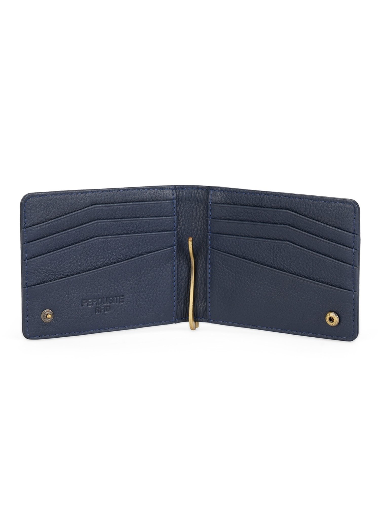 PERQUISITE Navy Casual Leather Bi-Fold Wallet for men