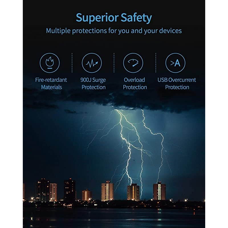 Power Strip Tower with 10W Wireless Charger Surge Protector Tower 3000W 13A with 10 Outlet + 4 USB Ports and 65ft Retractable Cable Desktop Charging Station for Home Office Dorm