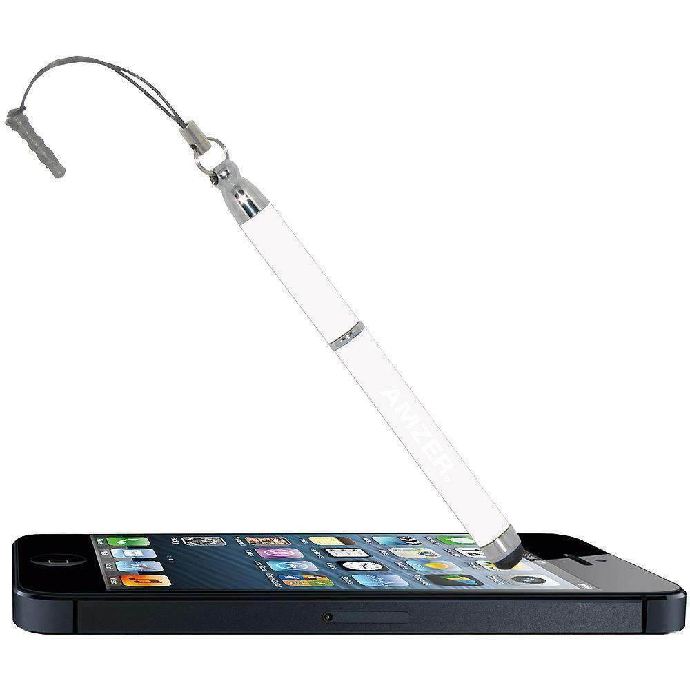 AMZER Tether Styli Headset Jack White for Touch Screen Tablet,eBook and Phone