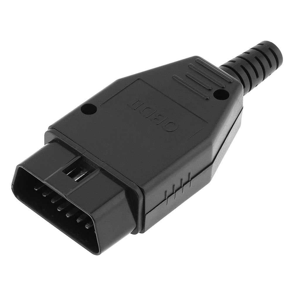 OBD-II DIY 16Pin Male Extension Opening Cable Car Diagnostic Interface Connector PLug with SR Shell and Screw