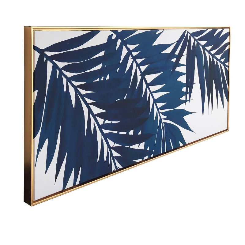 19" x 45" Palms Floating Framed Wall Canvas Blue - Gallery 57