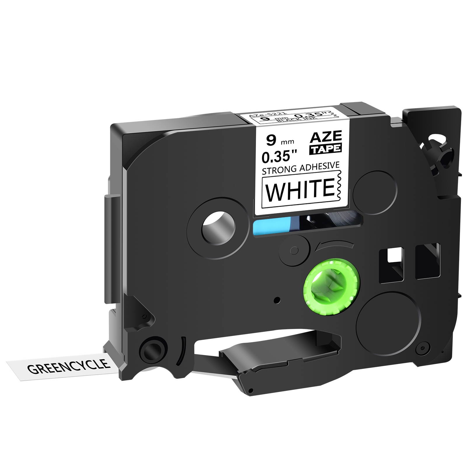 GREENCYCLE 1 Pack Extra Strength Adhesive Black on White Label Tape Compatible For Brother TZE-S221 TZ-S221 TZeS221,0.35 Inch,PT-P750W Labeling Maker