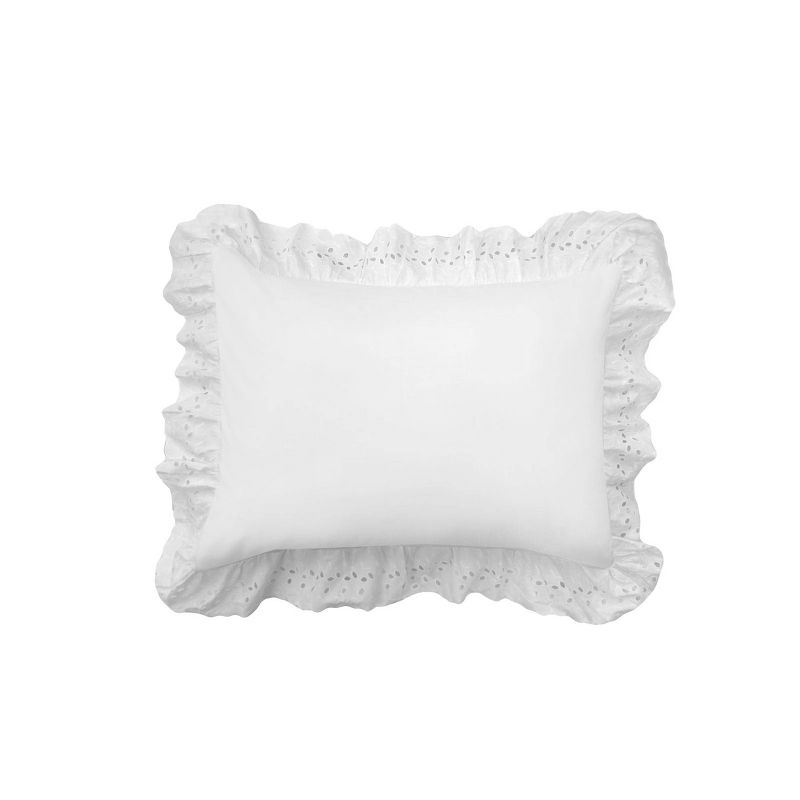 Standard 2pk Eyelet Ruffled Sham White - Fresh Ideas