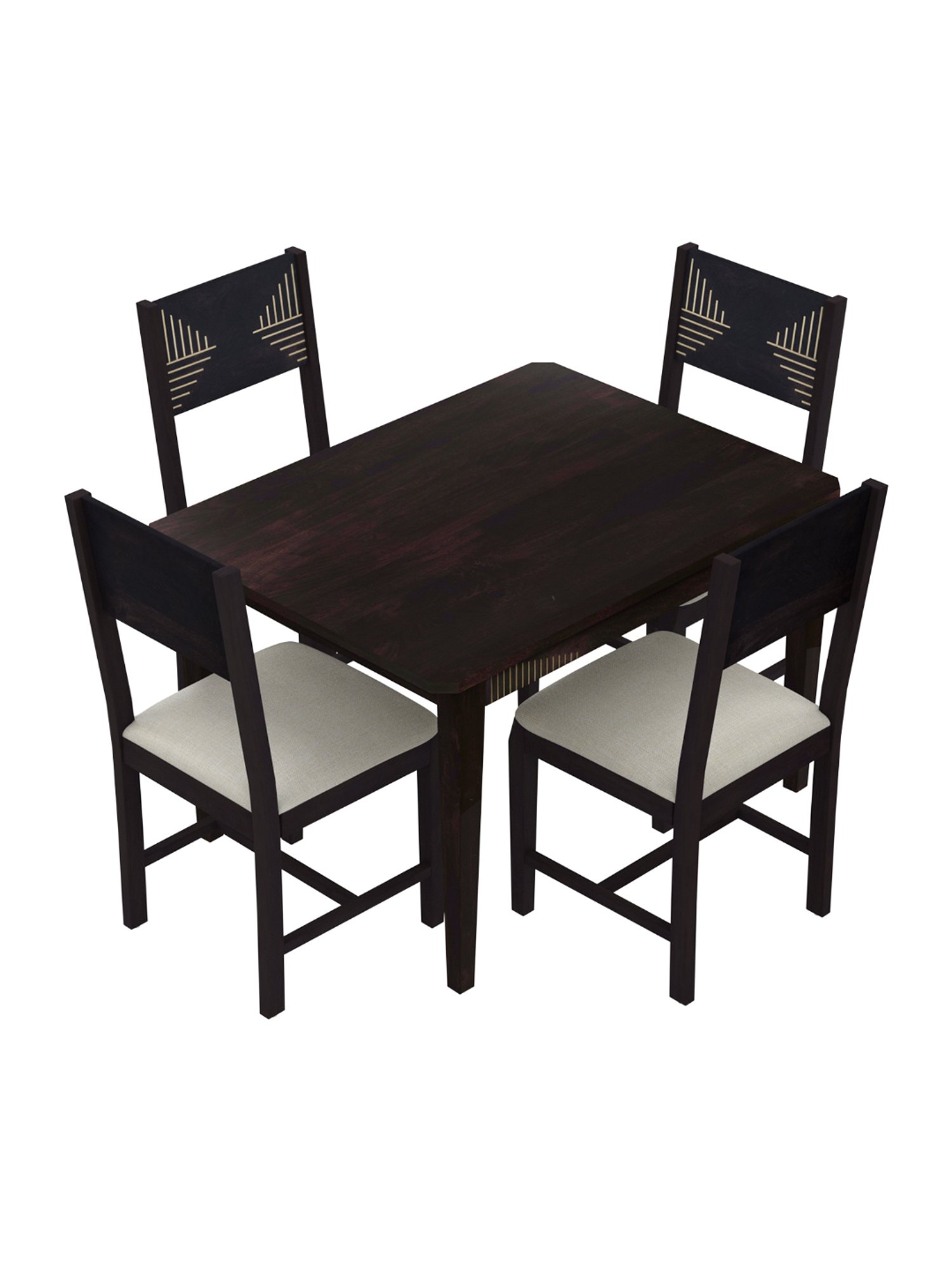 Godrej Interio Black Forest Dark Brown Mango Wood 4 Seater Rectangular Dining Table