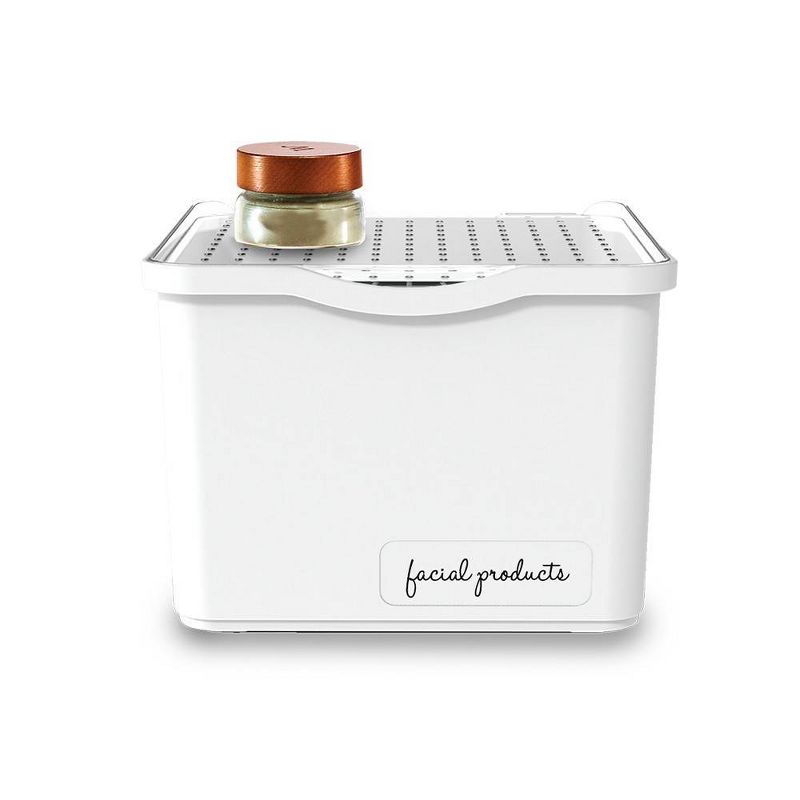 Small Stacking Bin with Lid Clear/White - Madesmart