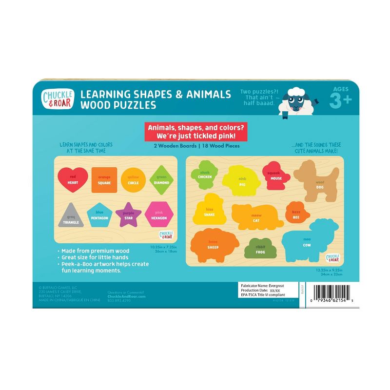 Chuckle & Roar Shapes & Animals Learning Puzzles - 2pk