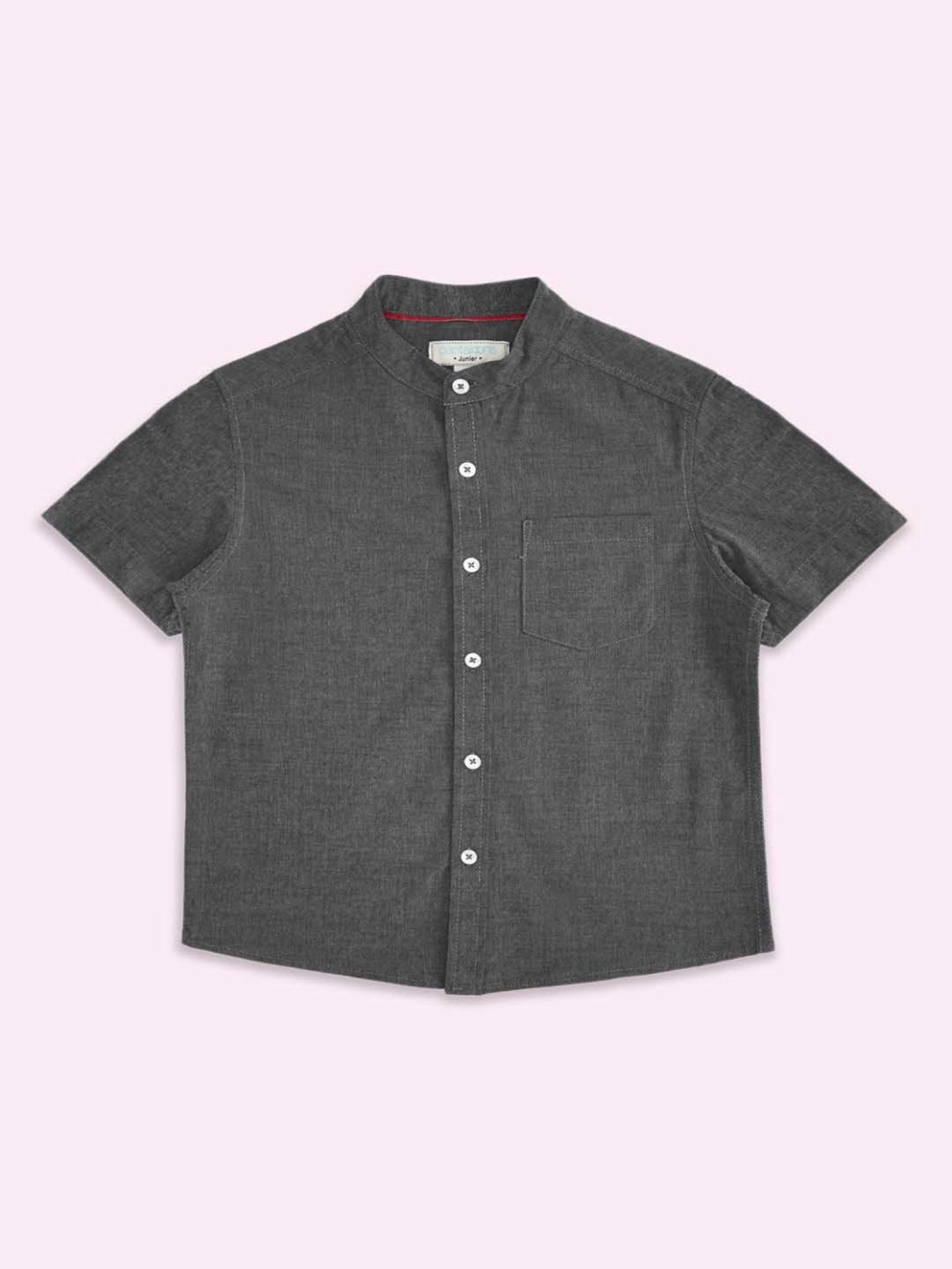 Pantaloons Baby Kids Grey Cotton Regular Fit Shirt
