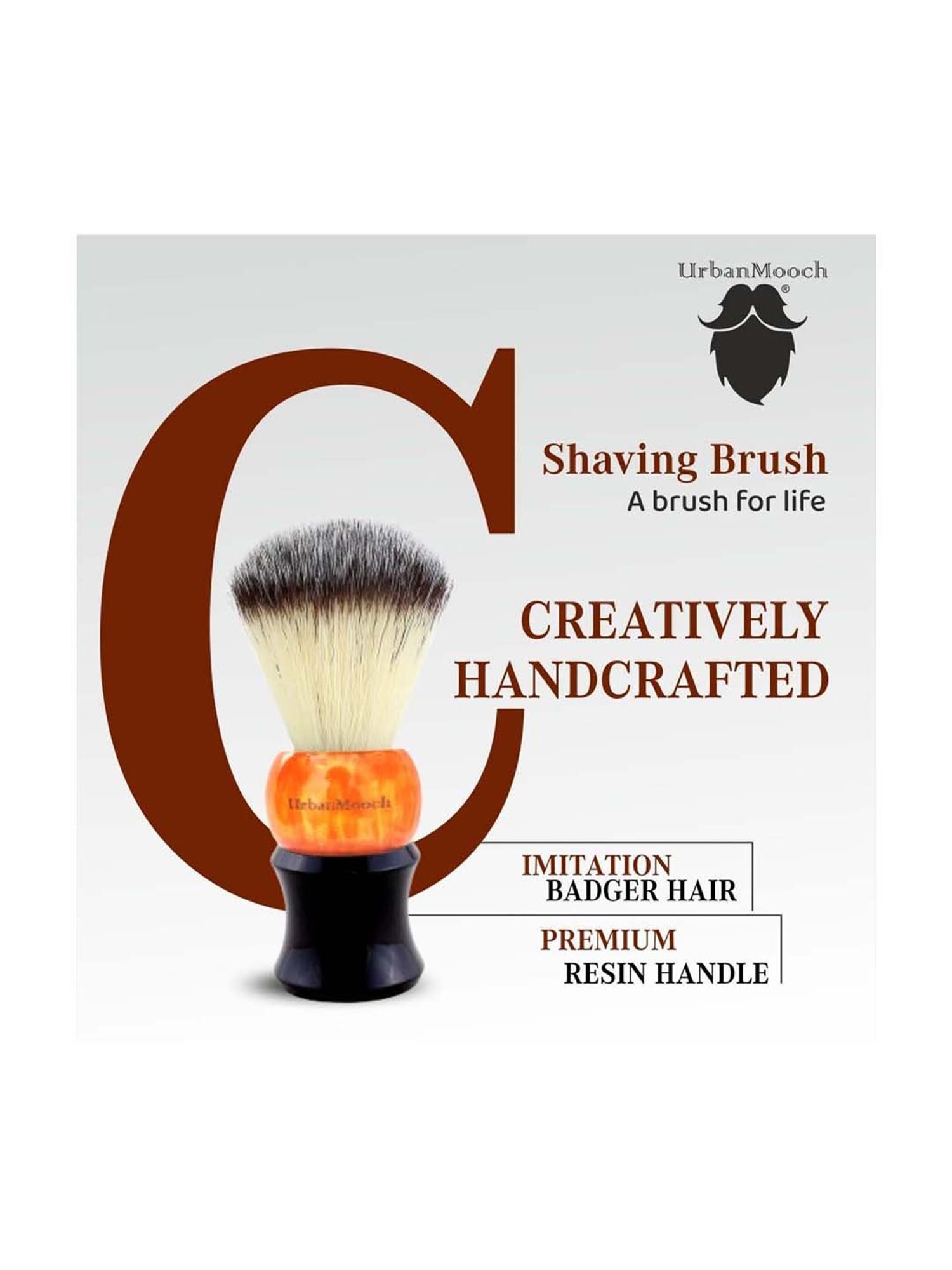 UrbanMooch Resin Shaving Brush with Absorbent Bristles & Long Handle