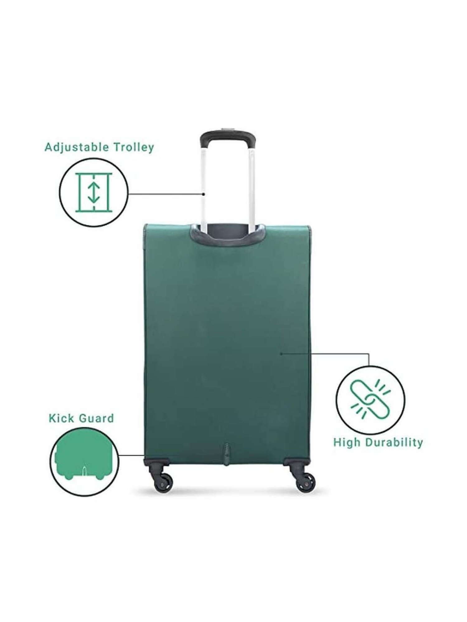 Aristocrat Commander Forest Green Solid Soft Large Trolley Bag - 36 cm