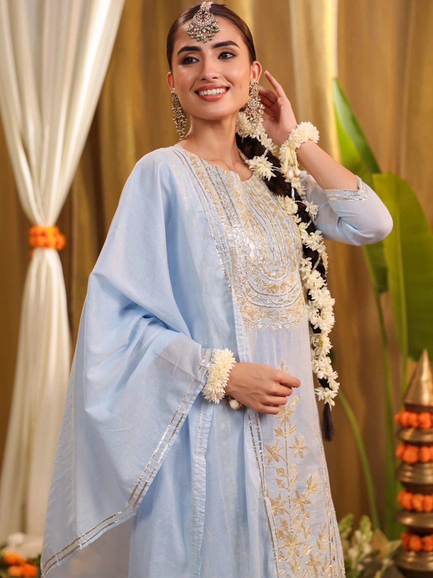 URBAN MYSTIC Black Rayon Embroidered Kurta & Sharara Set