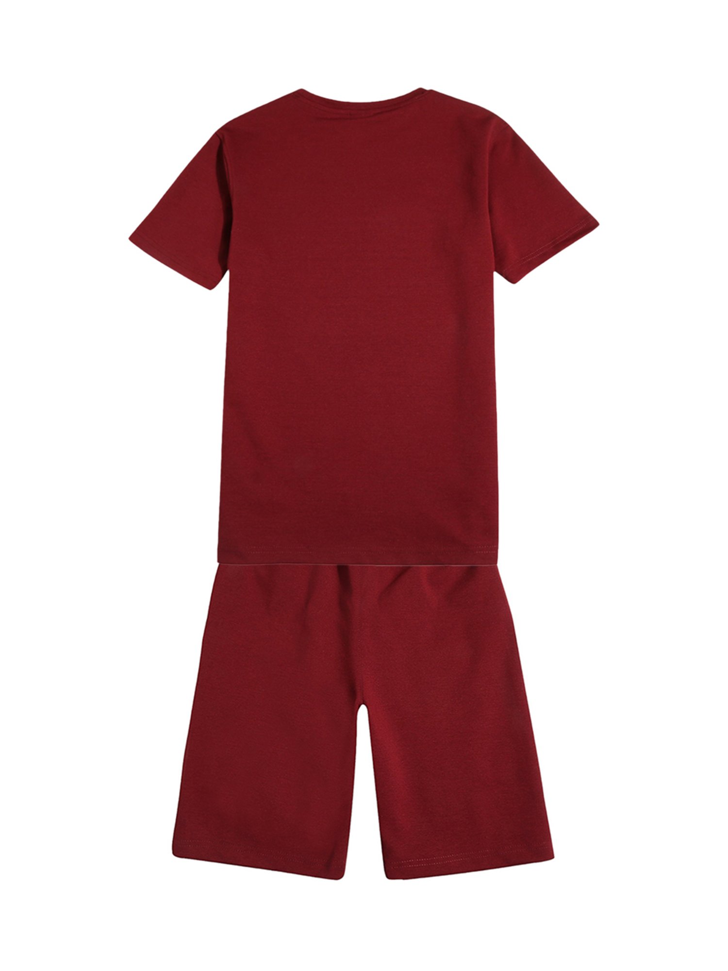 Cavio Kids Maroon Embroidered T-Shirt With Shorts