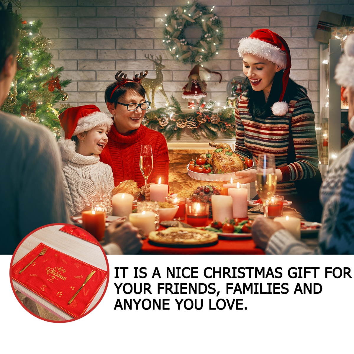 1pc Cotton And Linen Double Table Mat Christmas Wedding Decoration