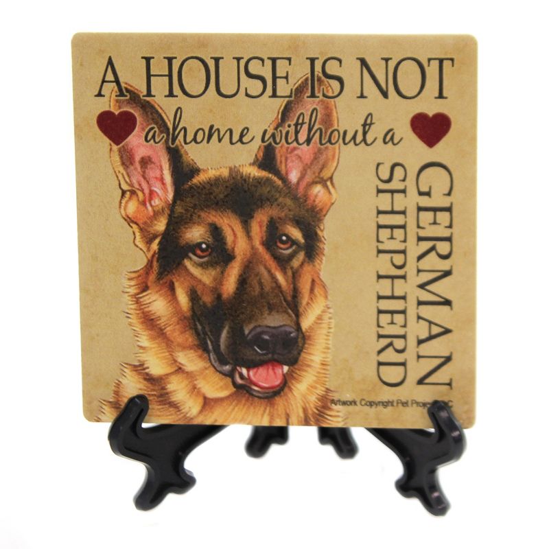 Animal 4.0" German Shephard - House Stone Coaster Easel Sjt Enterprises  -  Coasters