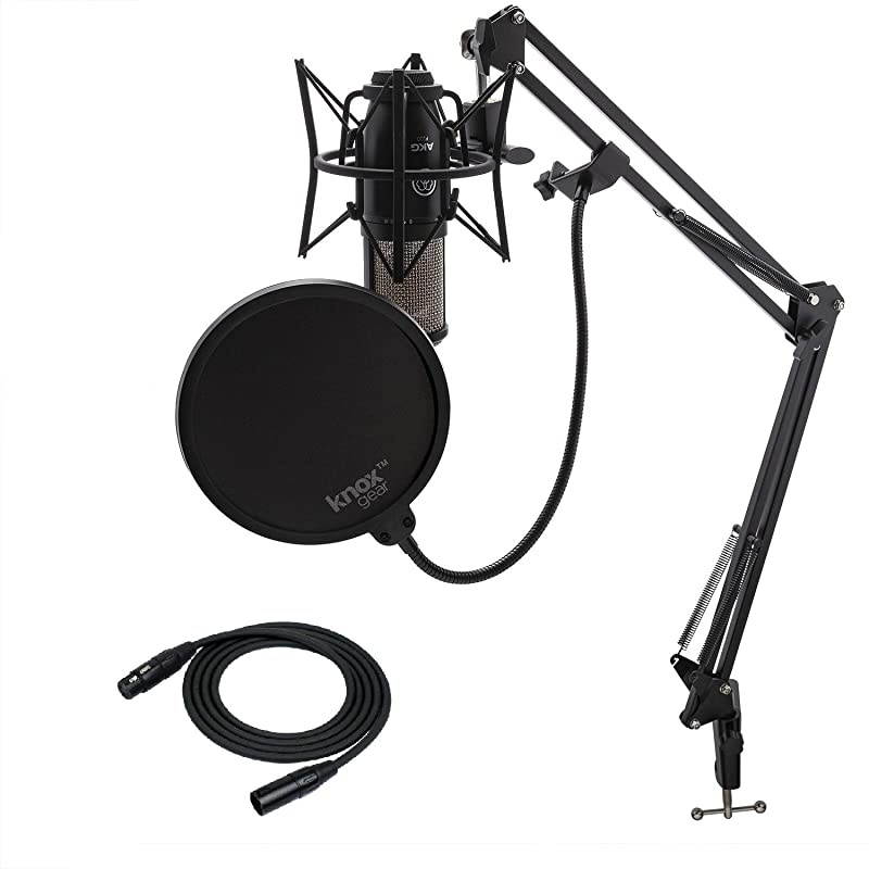 P220 Condenser Microphone with Knox Gear Studio Stand, Pop Filter and XLR Cable