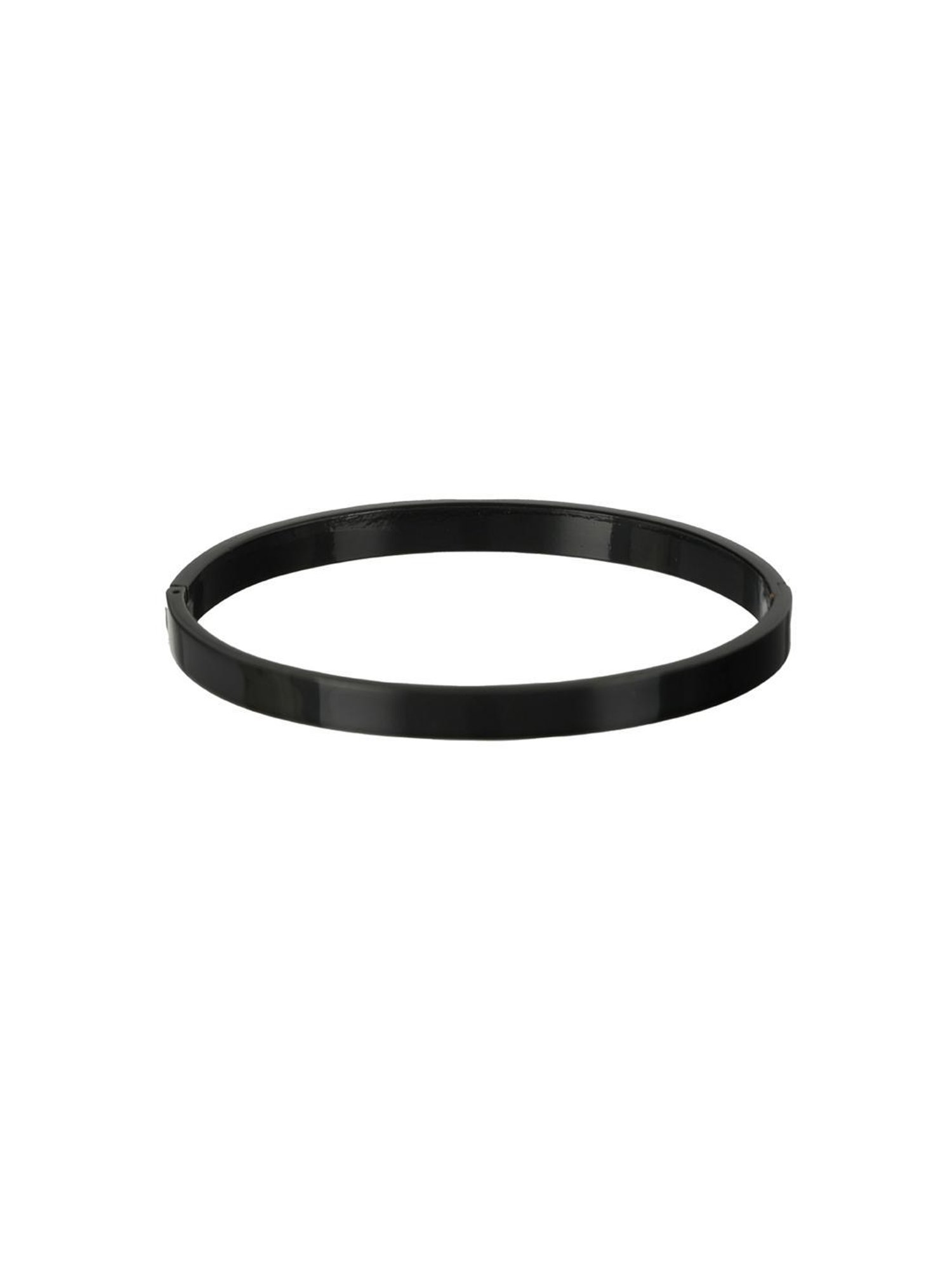 Bold by Priyaasi Trendy Black Solid Cuff Bracelet for Men