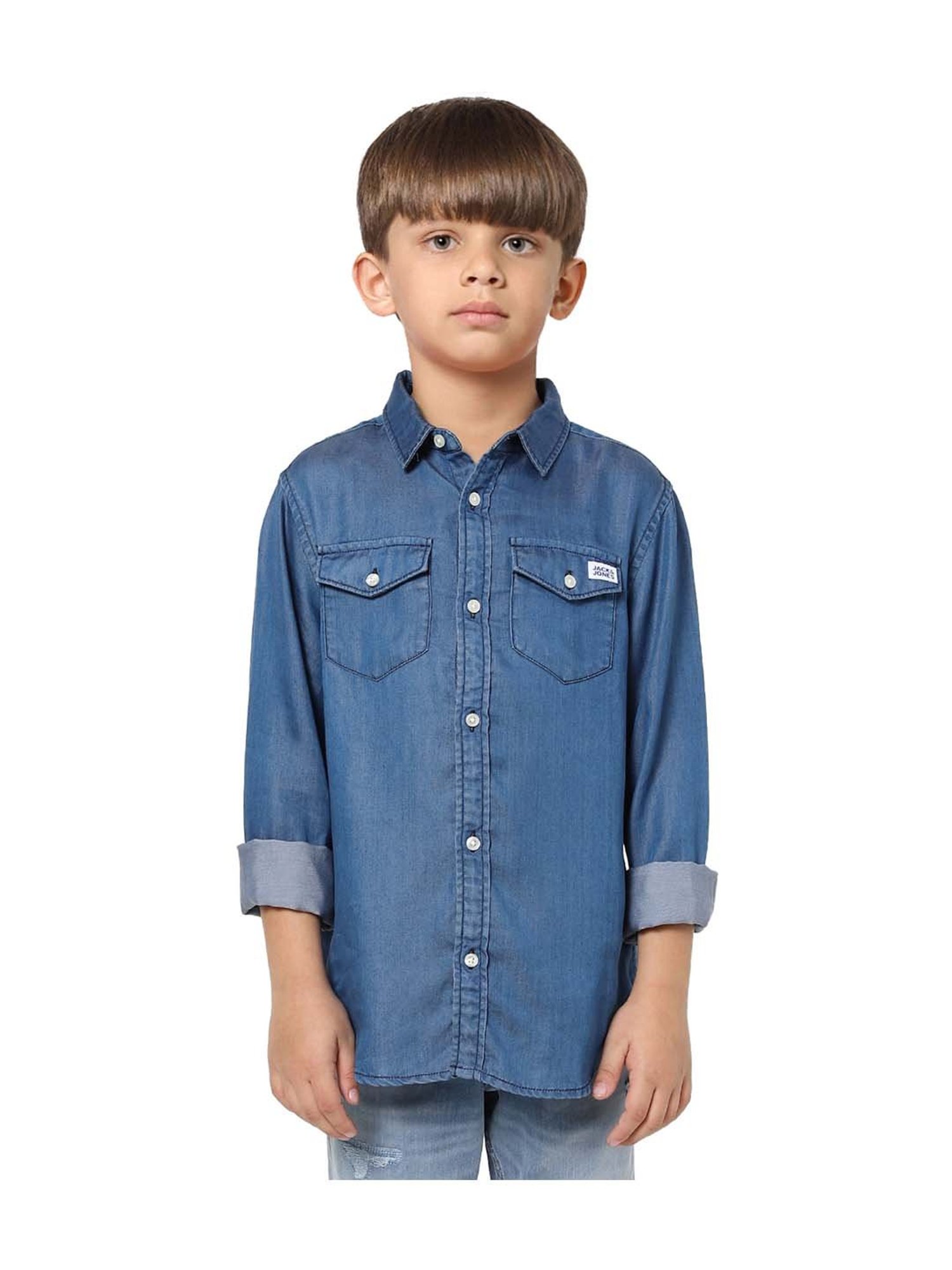 Jack & Jones Junior Blue Cotton Shirt