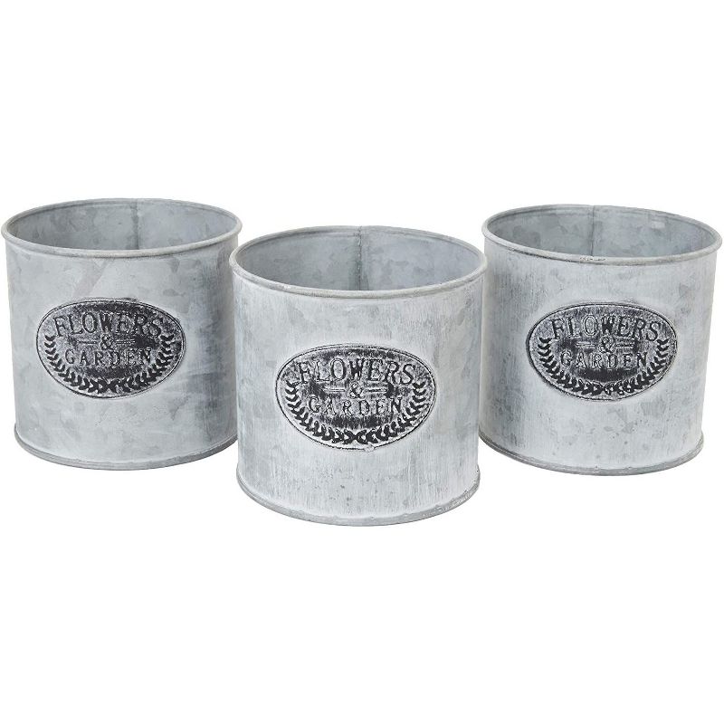 Farmlyn Creek 4 Pack Galvanized Metal Buckets with Metal Tray, Rustic Garden Planters (3.75 x 4 in)