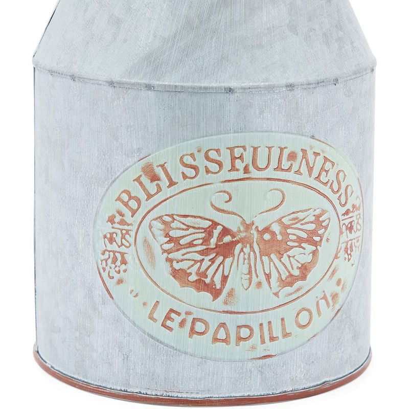 Farmlyn Creek Rustic Galvanized Metal Milk Can Planter, Farmhouse Flower Vase (5.5 x 8 x 4.3 in)