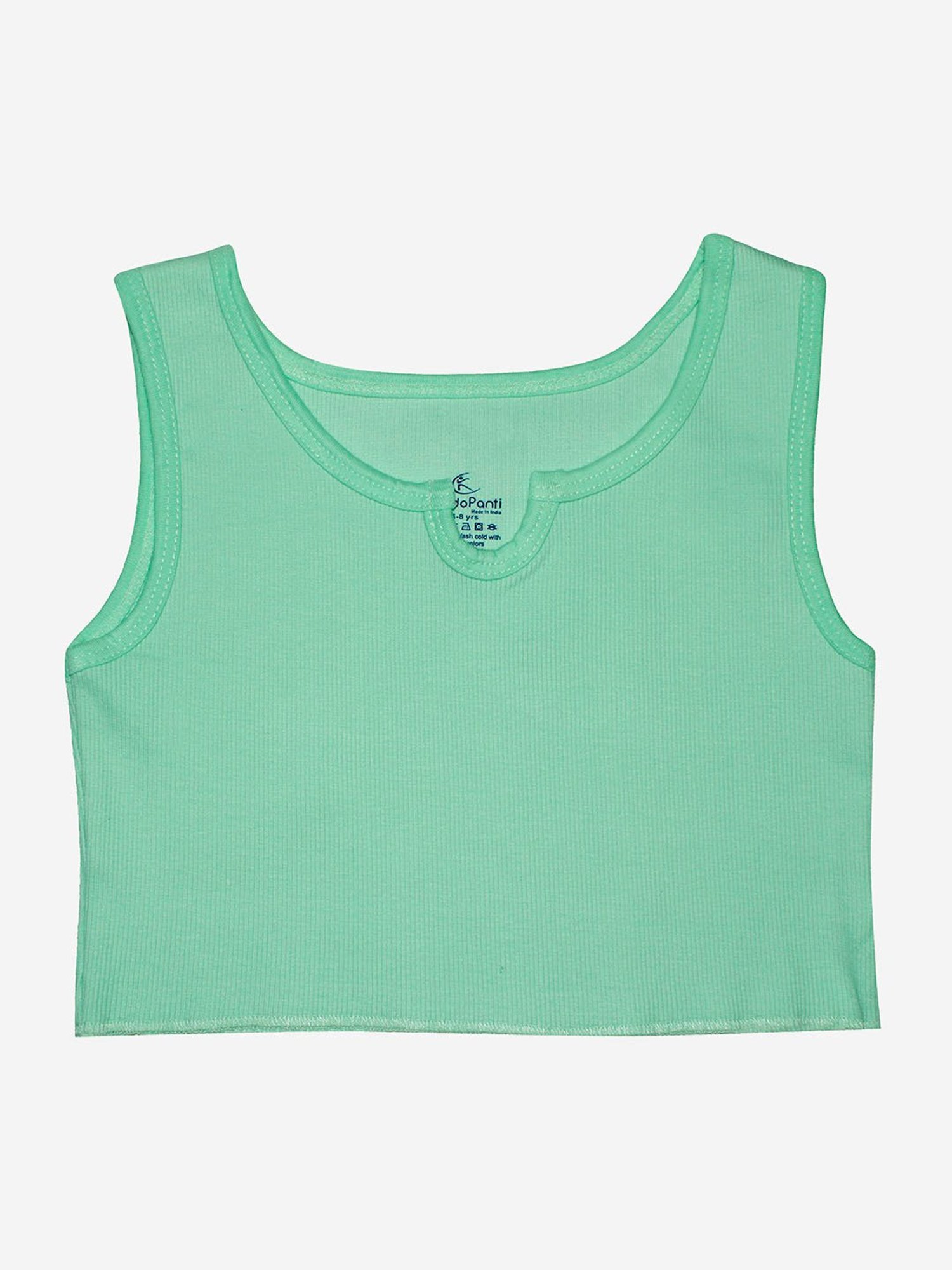 Kiddopanti Kids Light Green Solid Crop Top