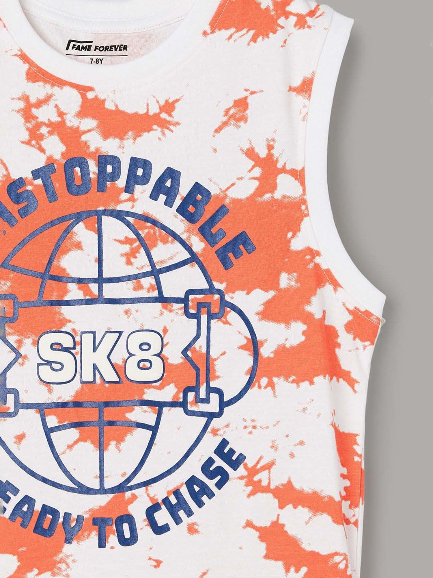 Fame Forever by Lifestyle Boys Orange Cotton Printed T Shirt