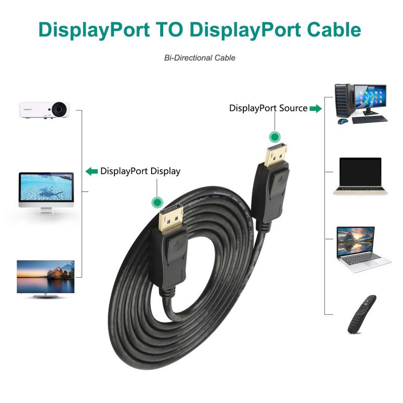 DisplayPort to DisplayPort 6 Feet Cable, YXwin DP to DP Male to Male Cable Gold-Plated Cord, Supports 4K@60Hz, 2K@144Hz Compatible for Lenovo, Dell, HP, ASUS and More