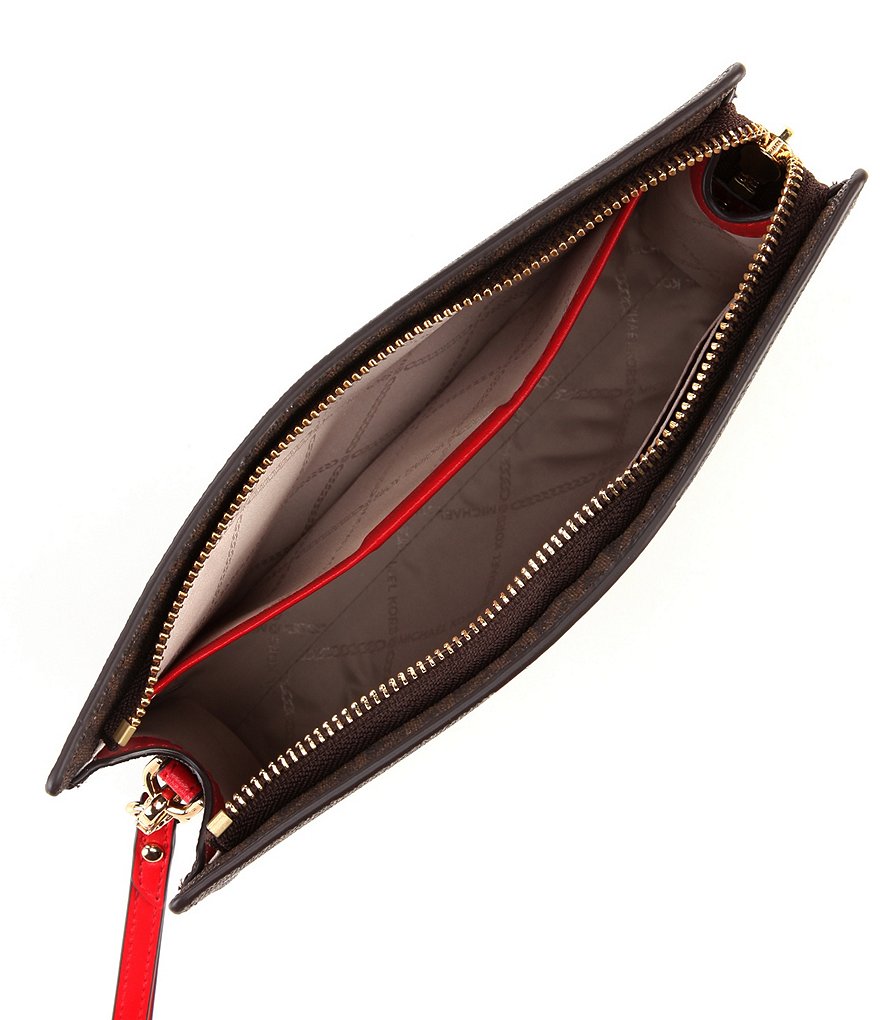 Michael Kors Signature Stripe Medium Travel Wristlet Pouch