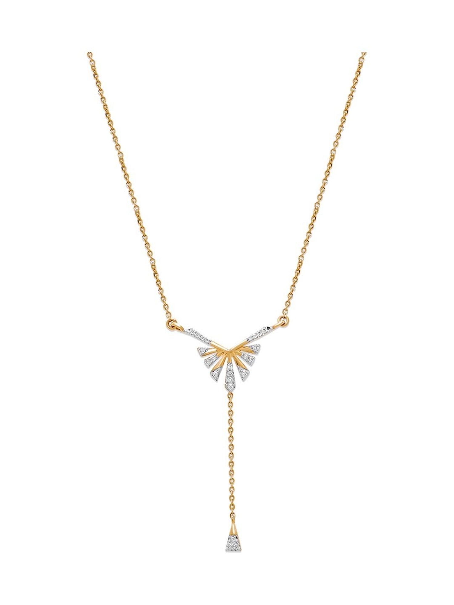 Mia by Tanishq Nature's Finest 14k Gold Shimmering Nightfall Diamond Matinee Necklace for Women