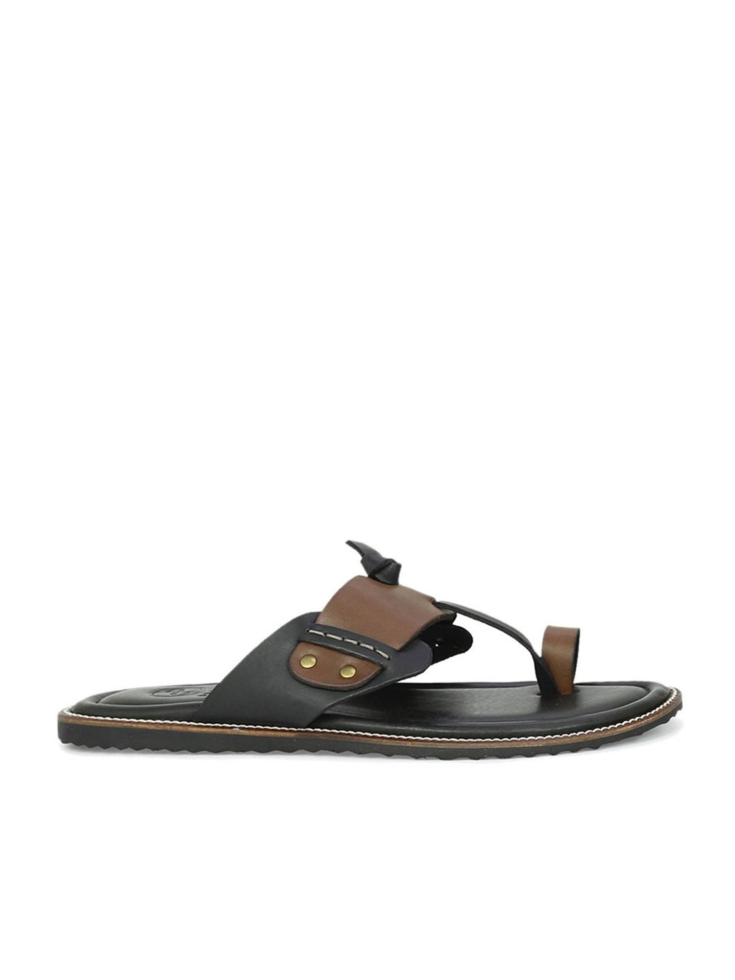Privo by Inc.5 Men's Strapi Brown & Black Toe Ring Sandals