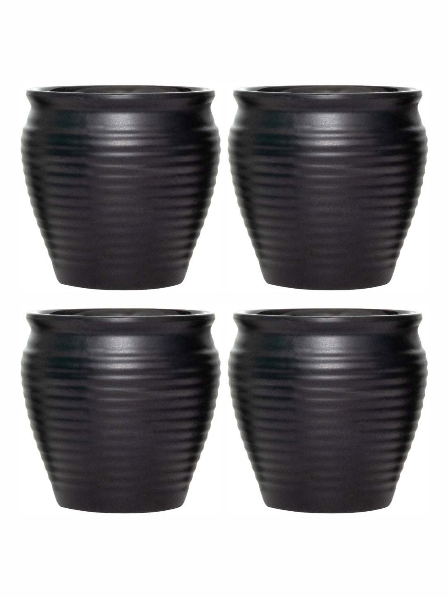 Servewell Black Melamine Matte Kulhad Mugs (0.18 L) - Set of 4
