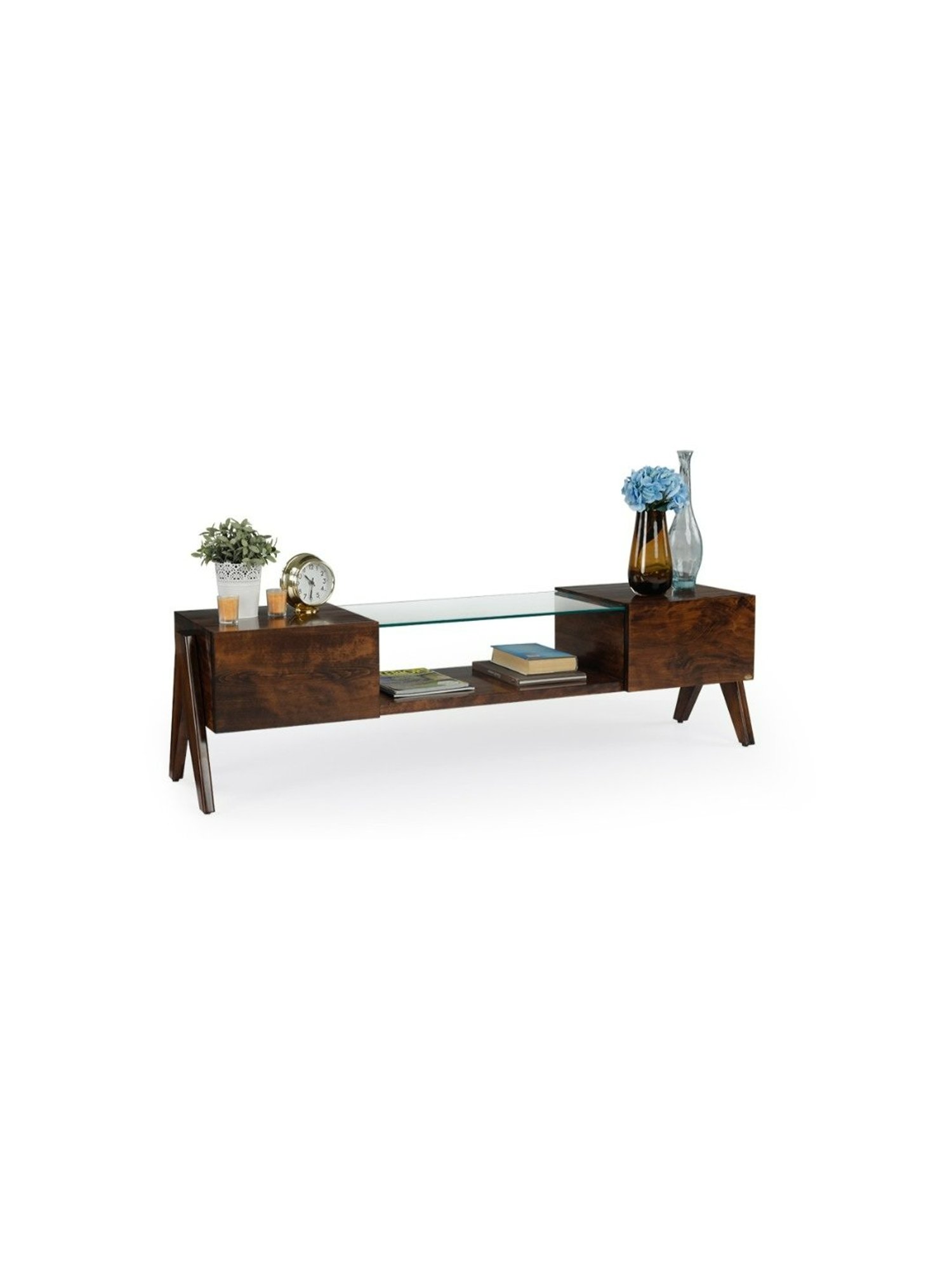 Delite Kom Flex Flowery Wenge & Acacia Dark Engineered Wood TV Entertainment Unit