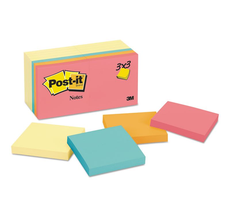 Post-it Original Pads Value Pack 3 x 3 Canary Yellow/Cape Town 100-Sheet 14 Pads 65414YWM