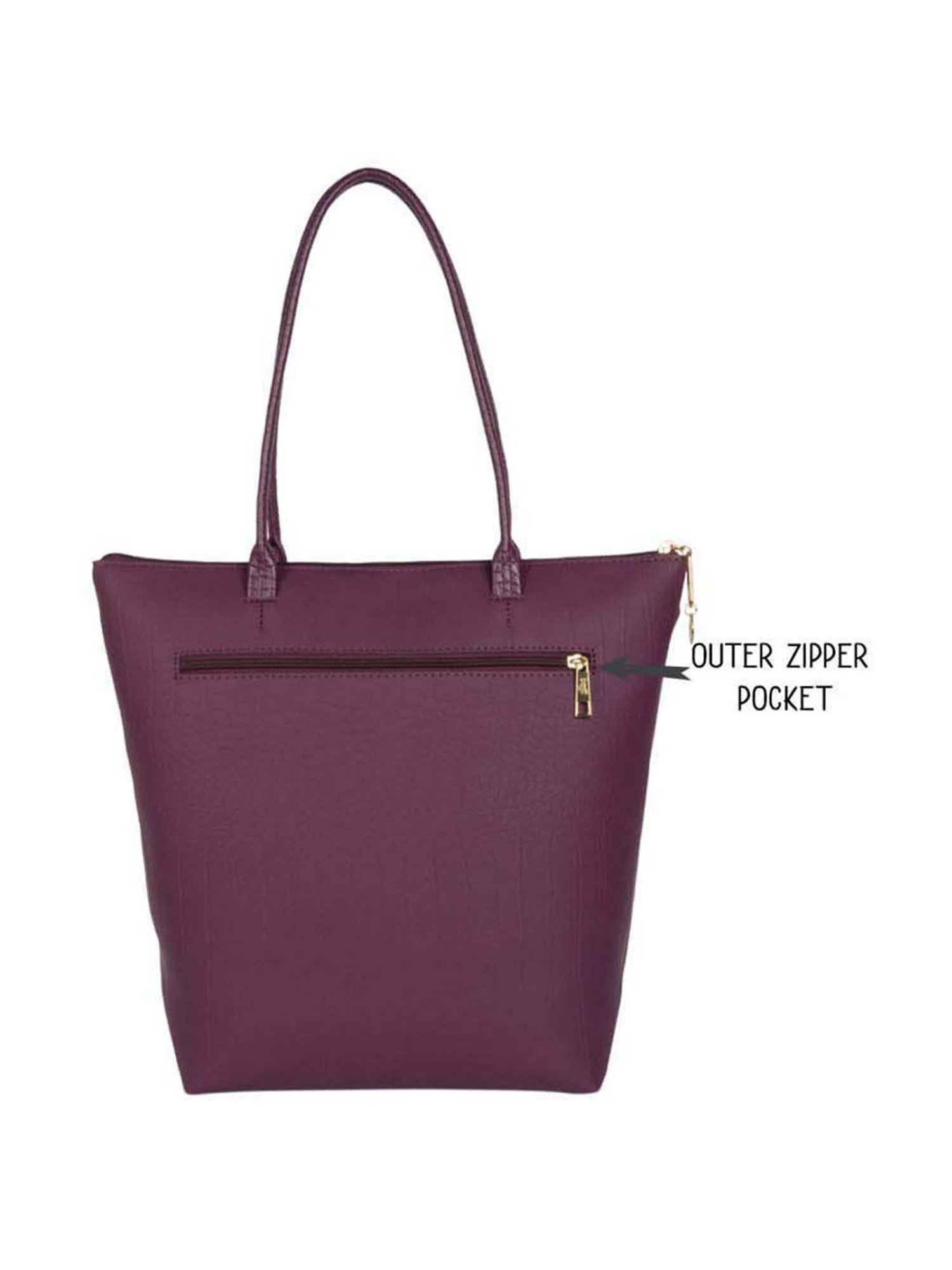 Baggit Wine Textured Medium Tote Handbag