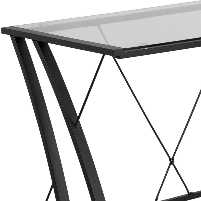 Glass L - Shape Computer Desk Clear/Black - Riverstone Furniture Collection