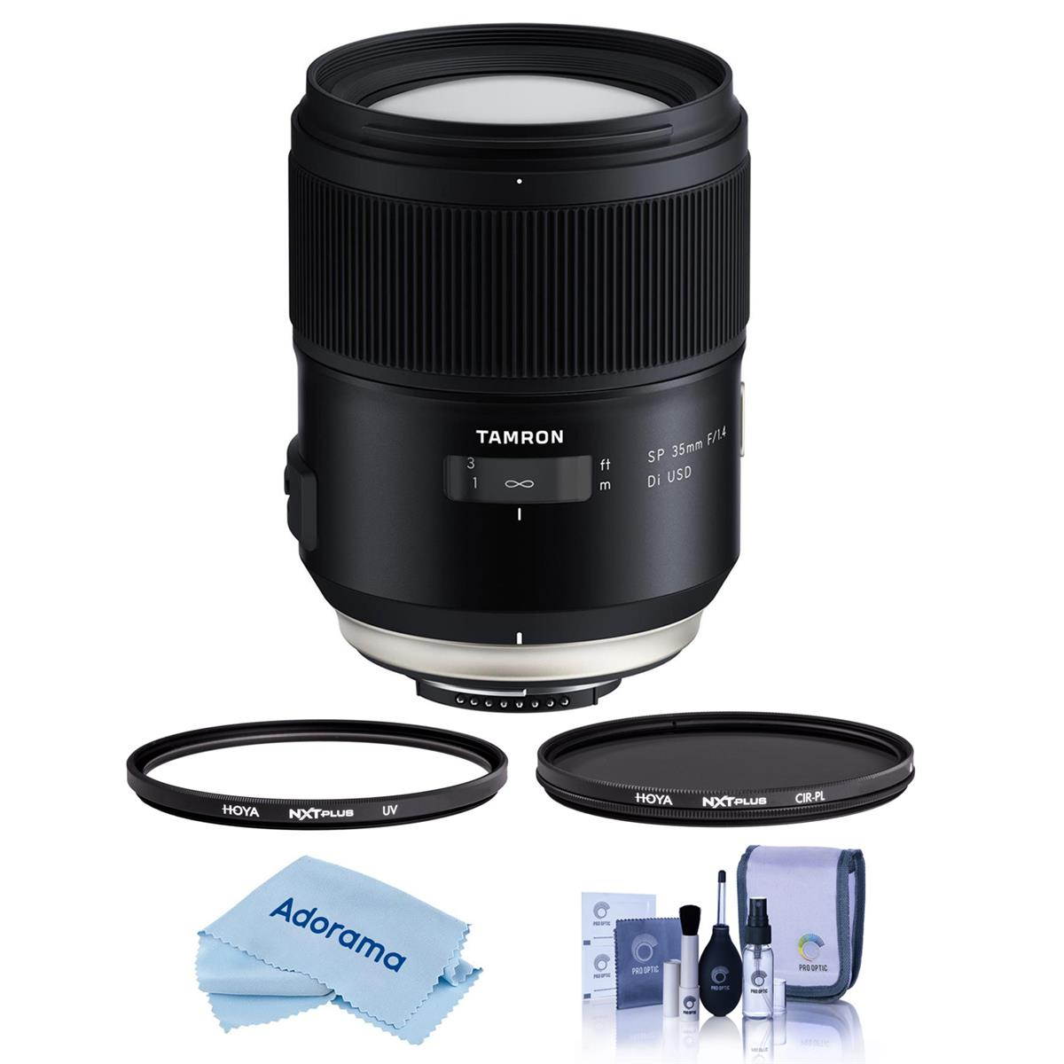 Tamron SP 35mm f/1.4 Di USD Lens for Nikon F Mount - With Hoya Filter Kit
