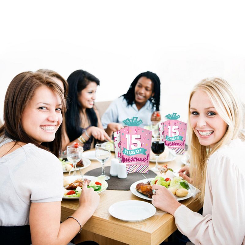 Big Dot of Happiness Girl 15th Birthday - Table Decorations - Teen Birthday Party Fold and Flare Centerpieces - 10 Count