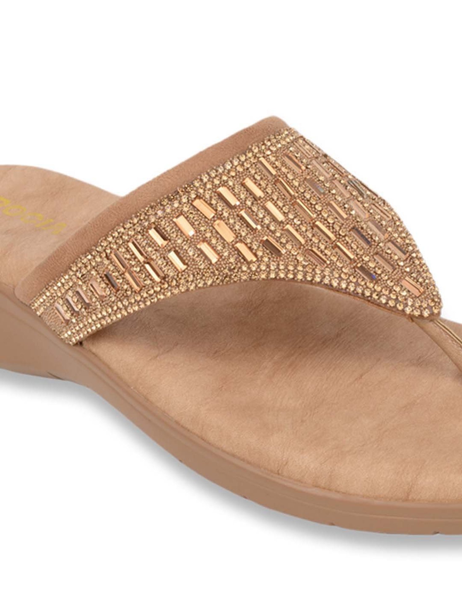 Rocia by Regal Women's Antique Gold Thong Wedges