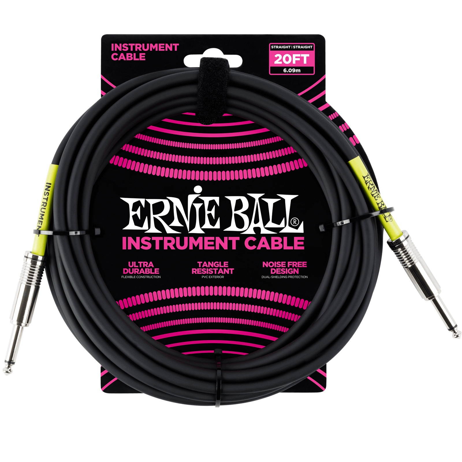 Ernie Ball 20' Straight / Straight Instrument Cable - Black 6046